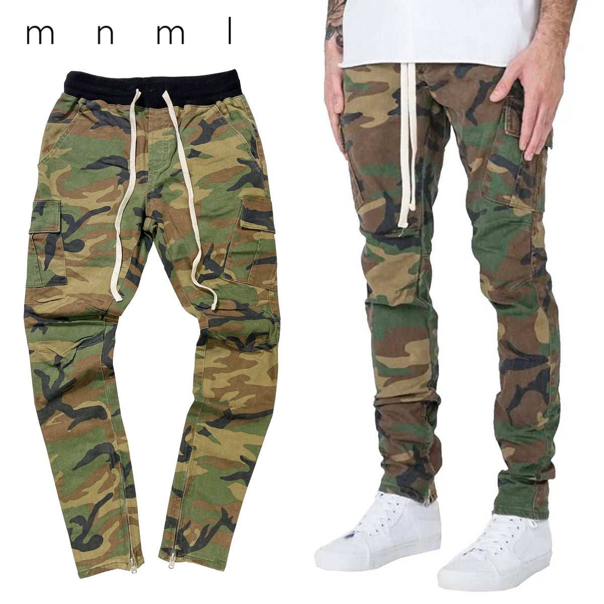 mnml ZIP カーゴ ドローコード パンツ カモ CARGO DRAWCORD PANTS Camo