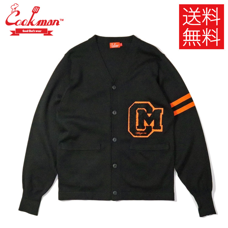 送料無料】COOKMAN Knitted Cardigan Letterman Black カーディガン
