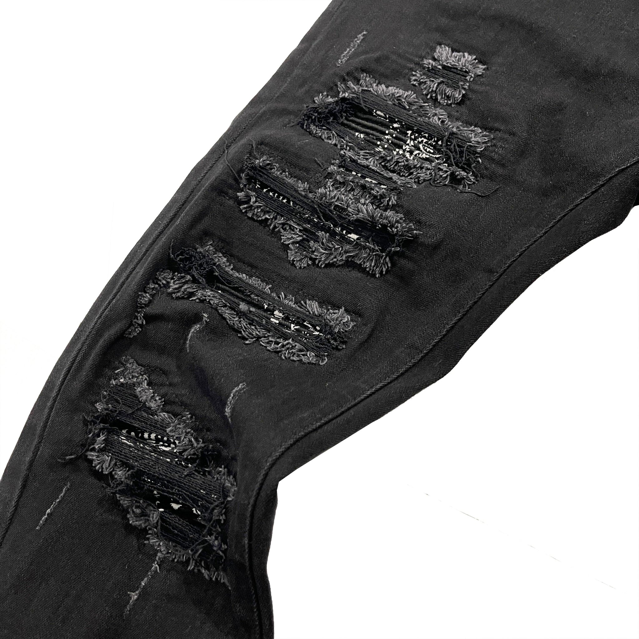 mnml X165 PAISLEY クラッシュ リペア スキニー デニム パンツ