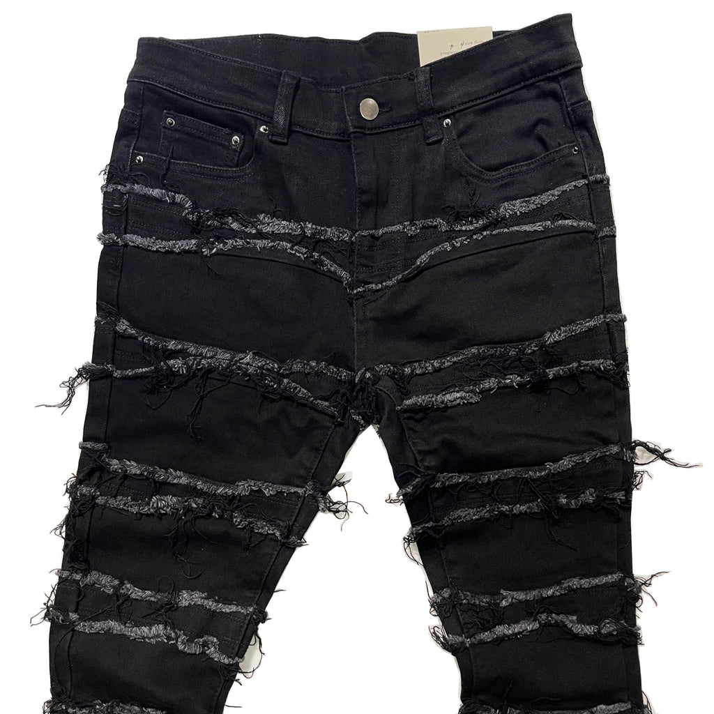 mnml X597 PANELED フレアカット スキニー デニム パンツ ブラック 黒