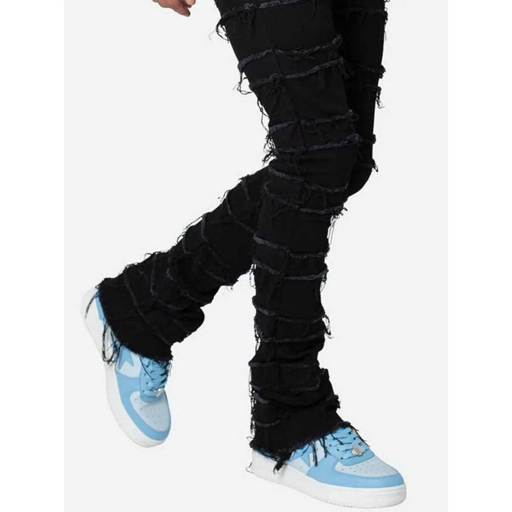 mnml X597 PANELED フレアカット スキニー デニム パンツ ブラック 黒