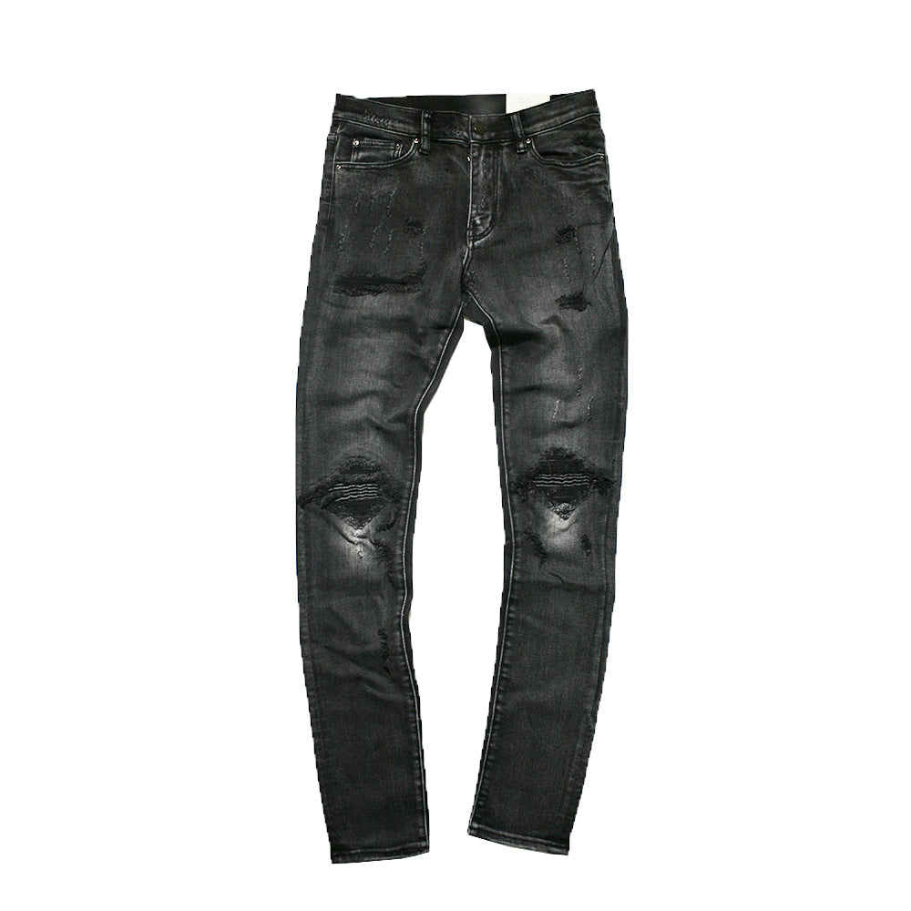 送料無料】mnml X162 クラッシュ リペア スキニー デニム パンツ